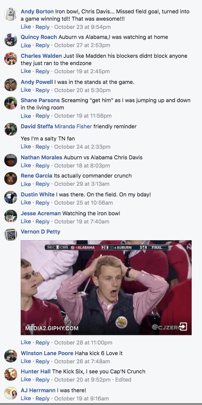 screen shot of fans response